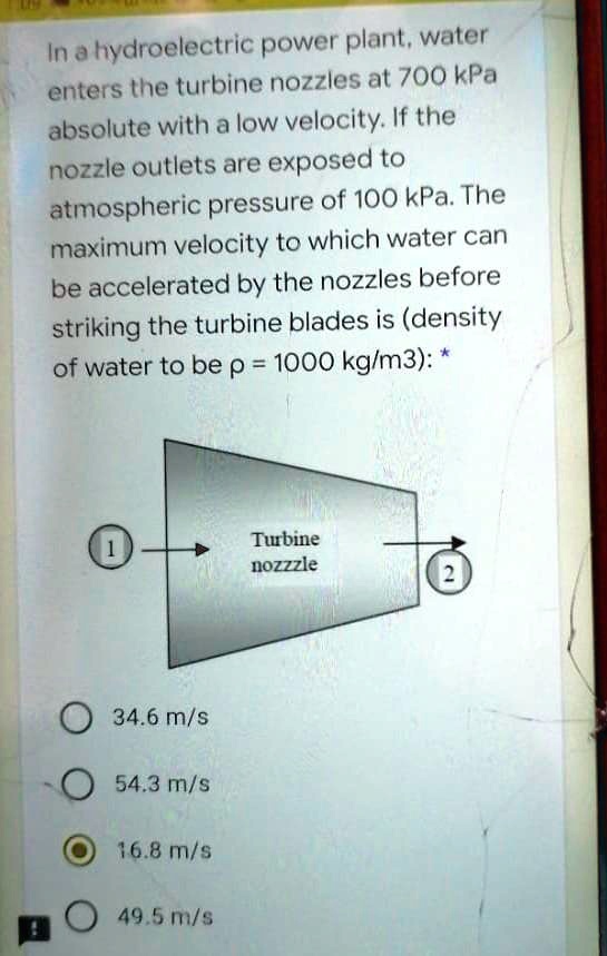 SOLVED In a hydroelectric power plant, water enters the turbine
