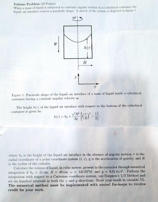 SOLVED Volume Problem (20 Points) When a mass of liquid is subjected