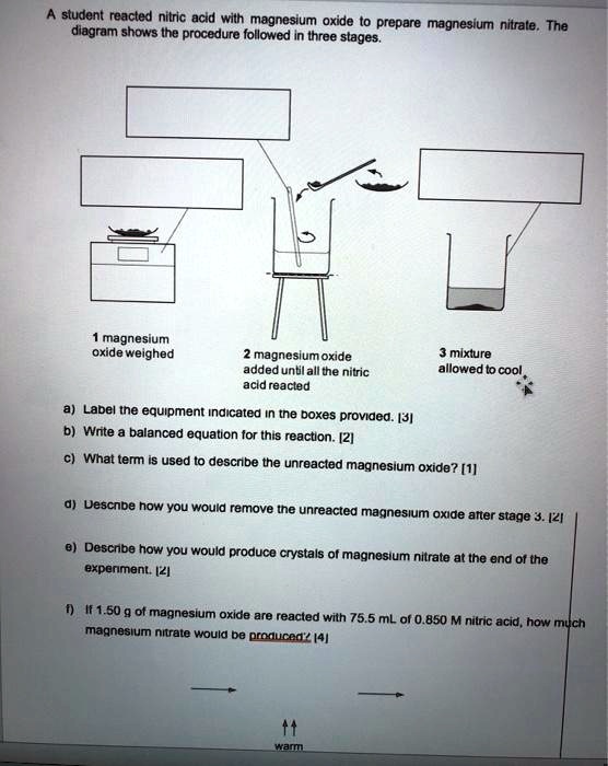 SOLVED Text The student reacted nitric acid with magnesium oxide to