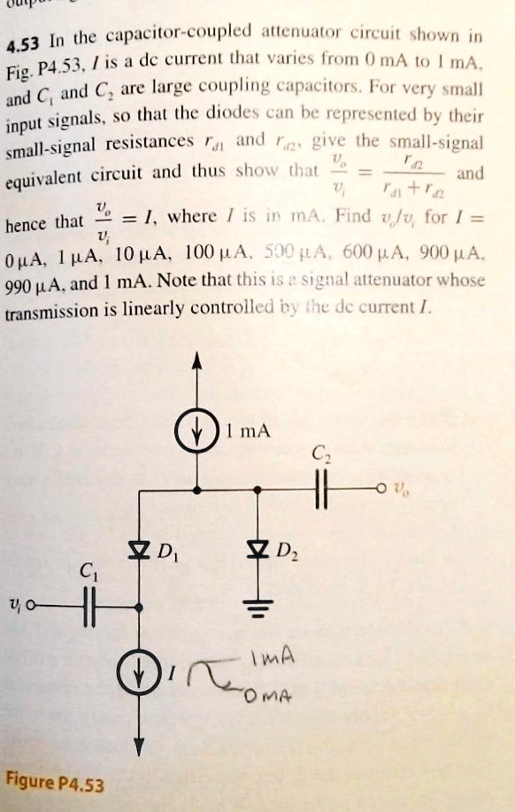 453 in the capacitor coupled attenuator circuit shown in fig p453 i is ...