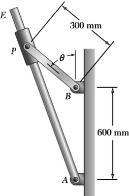 SOLVED: Two rotating rods are connected by a slider block P as shown ...