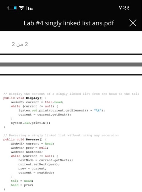 SOLVED: just comment" V3 Lab #4 singly linked list ans.pdf X 202 ...