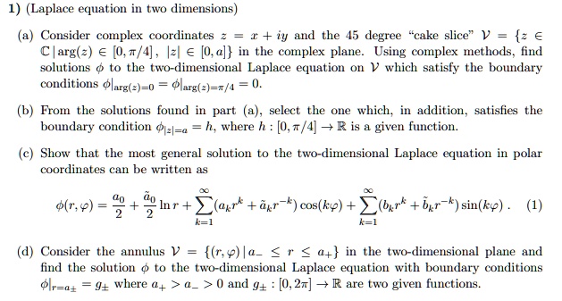 SOLVED: (Laplace equation in two dimensions) Consider complex ...