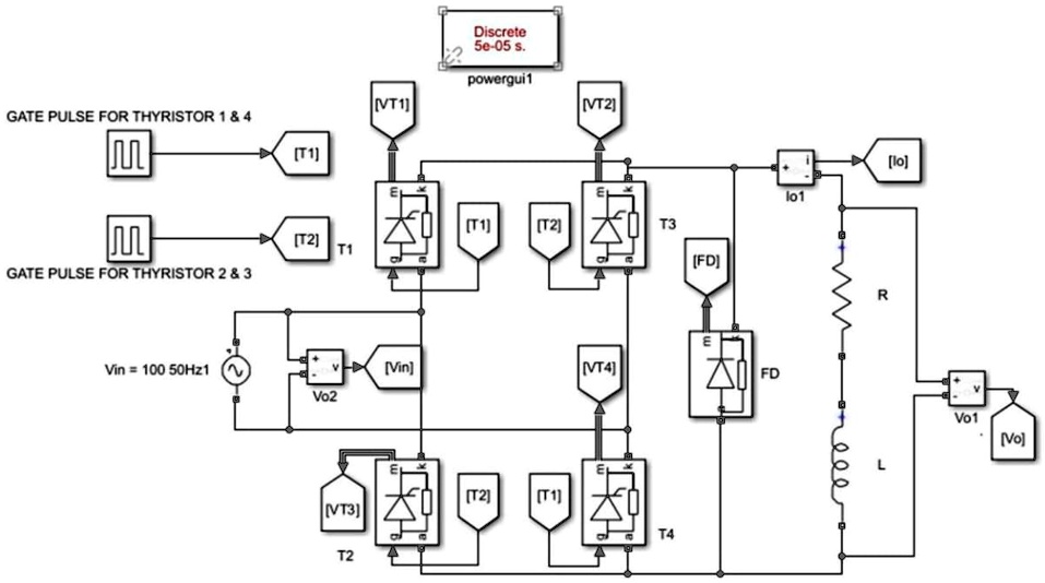 SOLVED: Full-wave controlled rectifier with RL load with freewheeling ...