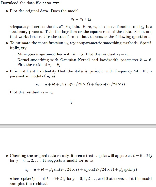 Simutext Download Download the data file simu.txt • Plot the original data....