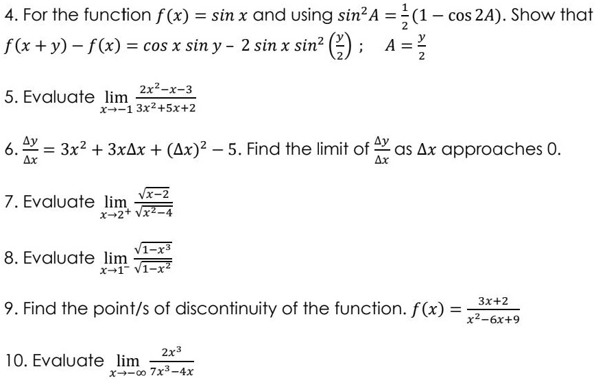 Solved 4 For The Function F X Sin And Using Sin A 1 Cos 2a Show That F X Y F X Cos X Sin Y 2 Sin X Sin2 A 2x X 3 5