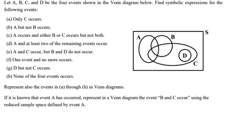 SOLVED:Let A, B C And D Be The Four Events Shown In The Venn Diagram ...