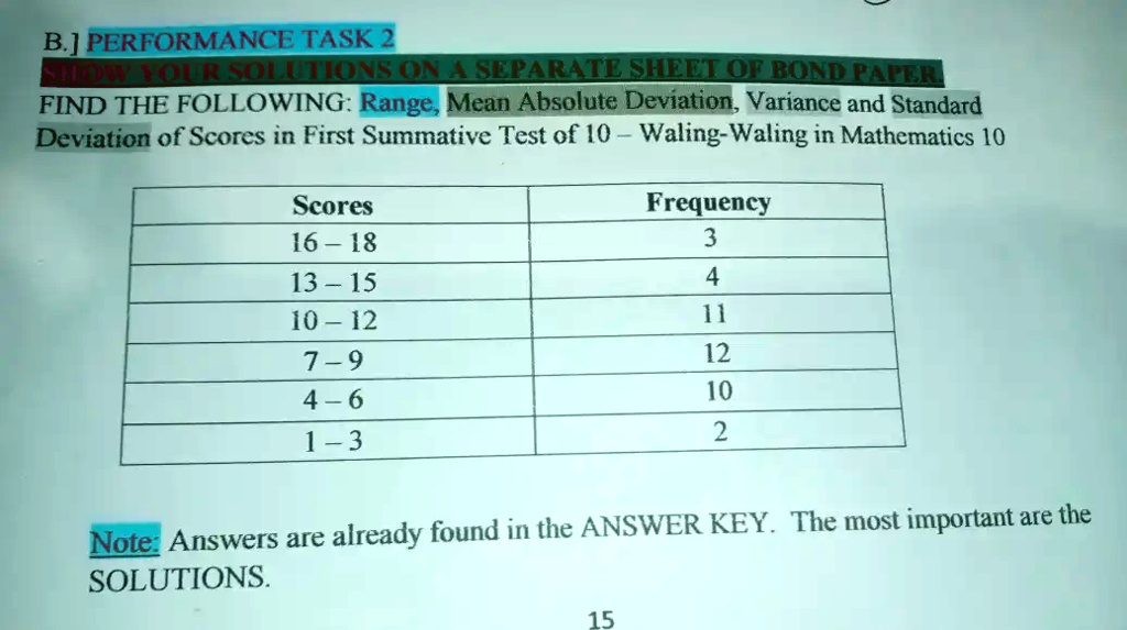 B.] PERFORMANCE TASK 2 SHOW YOUR SOLUTIONS ON A SEPARATE...