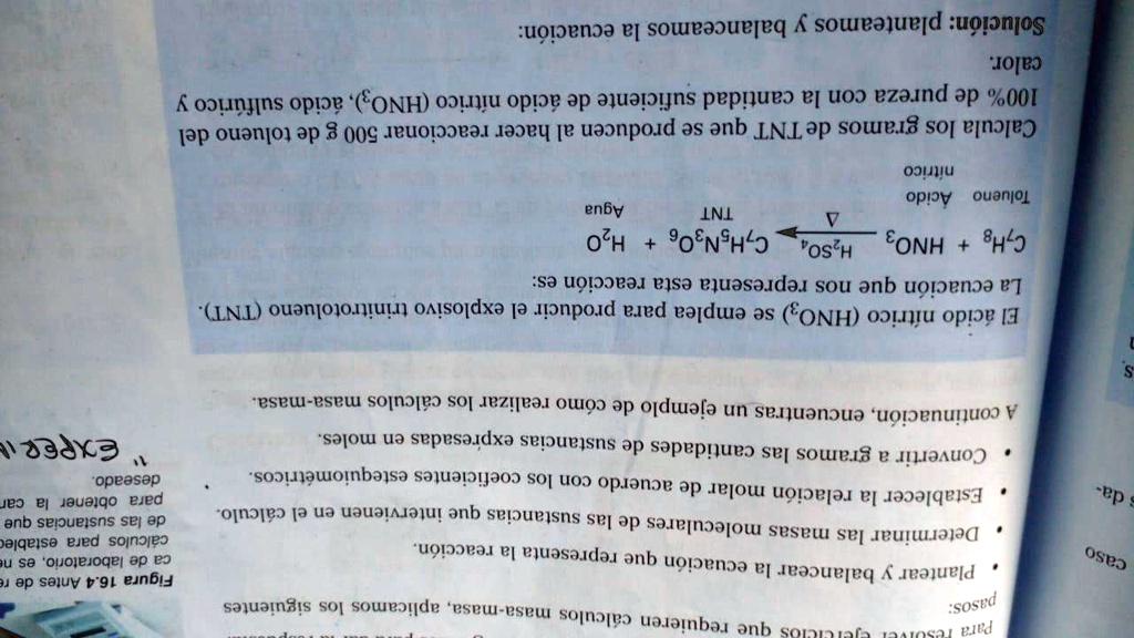 SOLVED: acido nitrico hno3 se emplea para producir el explosivo TNT la ...