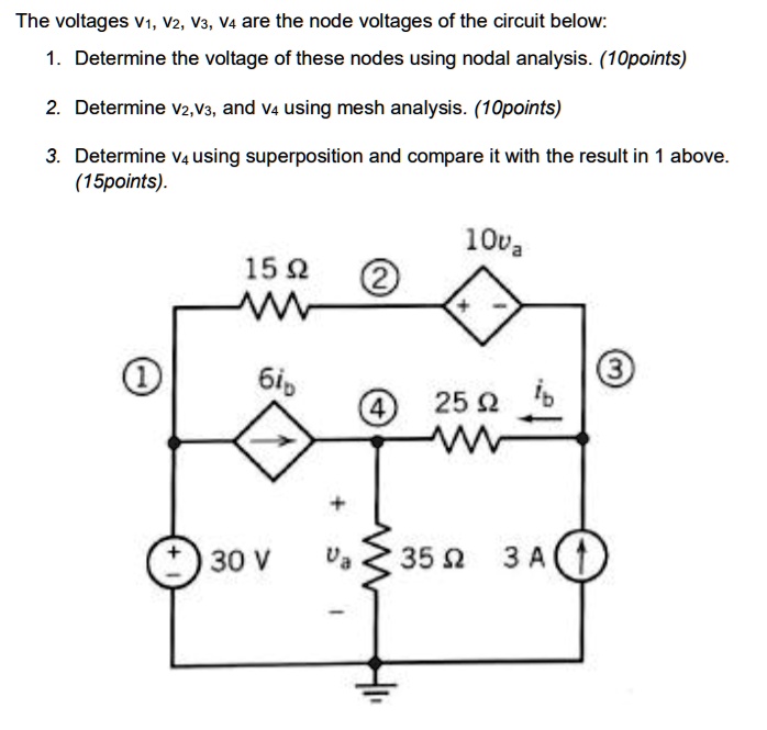 Solved The Voltages V1 V2 V3 V4 Are The Node Voltages Of The Circuit Below 1 Determine The 0348