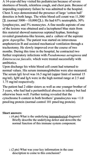 a 4 year old boy visited his pediatrician because 0f severe shortness ...