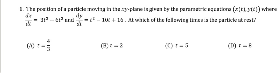 SOLVED: 1. The position ofa particle moving in the xy-plane is given by ...