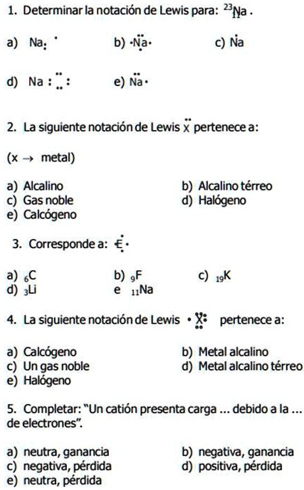 SOLVED: LOS ENLACES QUÍMICOS AYUDA POR FAVOR Determinar la notación de ...