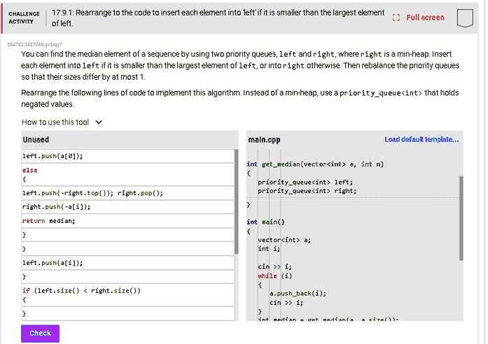 SOLVED: You can find the median element of a sequence by using two ...