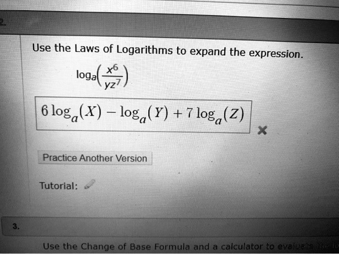 SOLVED Use the Laws of Logarithms to expand the expression . logal x6