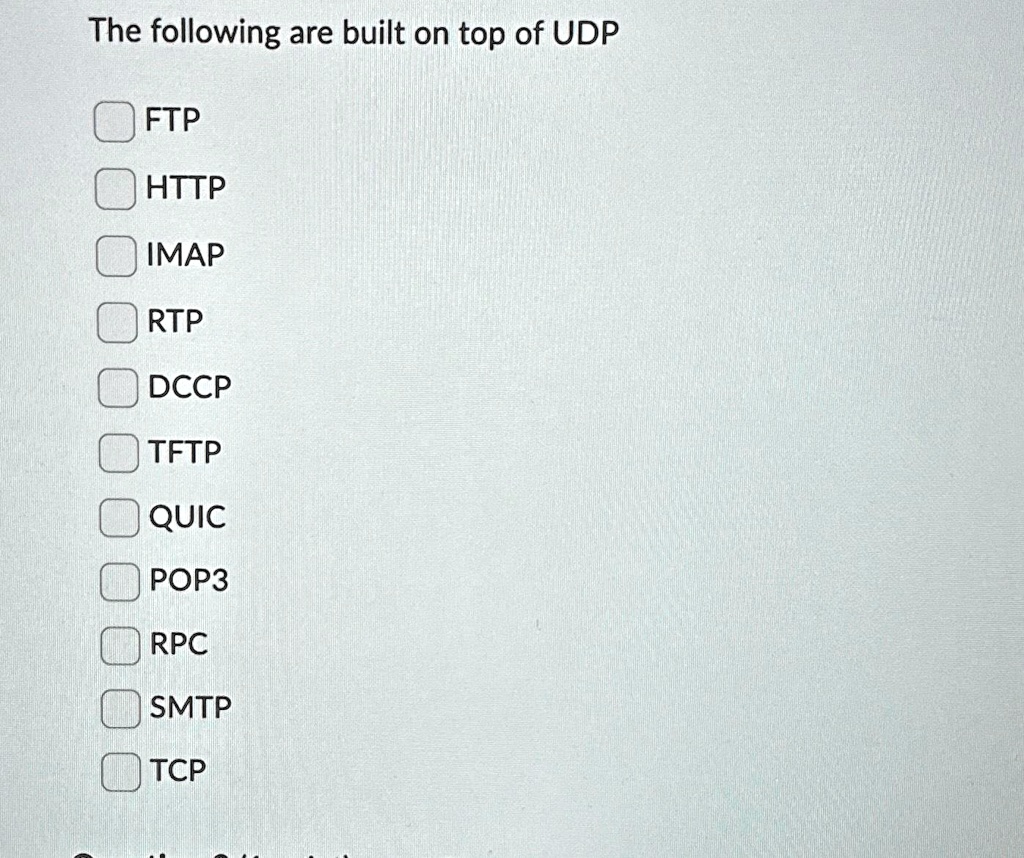 http ftp https smtp snmp udp ou imap