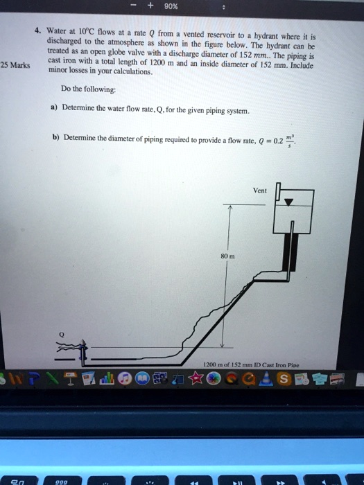 SOLVED Water at 10Â°C flows at a rate Q from a vented reservoir to a