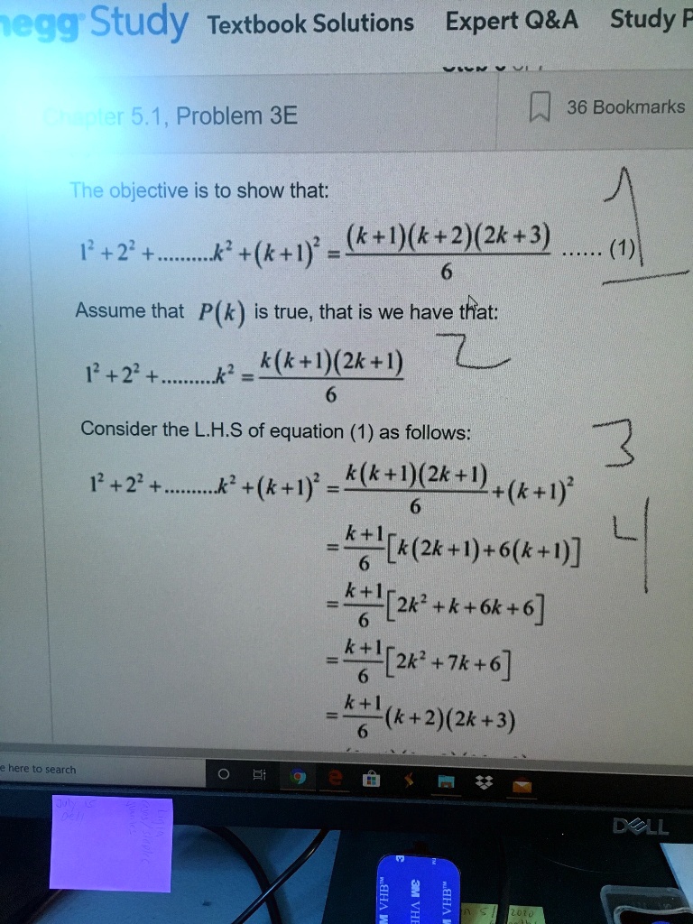 Solved Iegg Study Textbook Solutions Expert Q A Study F d 36 Bookmarks Ter 5 1 Problem 3e The Objective Is To Show That 1 27 8 K 1 6 K 212k 22 Assume That P K Is True That Is