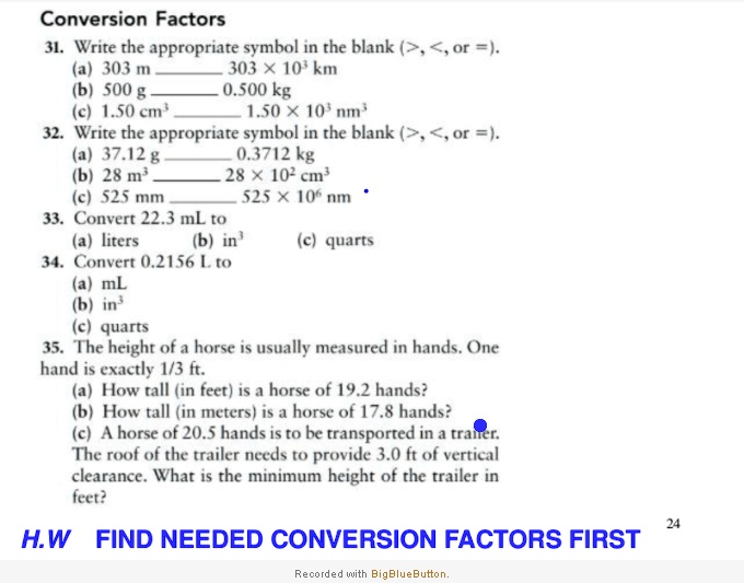 Which Of The Following Conversion Factors Is A Measured Number SOLVED: Conversion Factors 31. Write the appropriate symbol in the