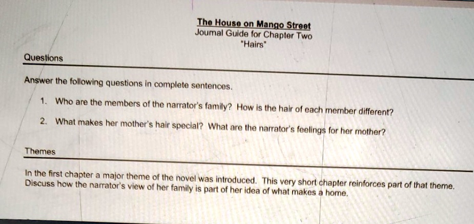 the house on mango street journal guide for chapter two hairs ihe 