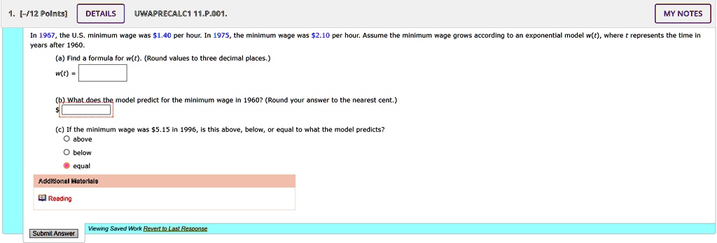 Solved: In 1967, The U.s. Minimum Wage Was 1.40 Per Hour. In 1975, The 