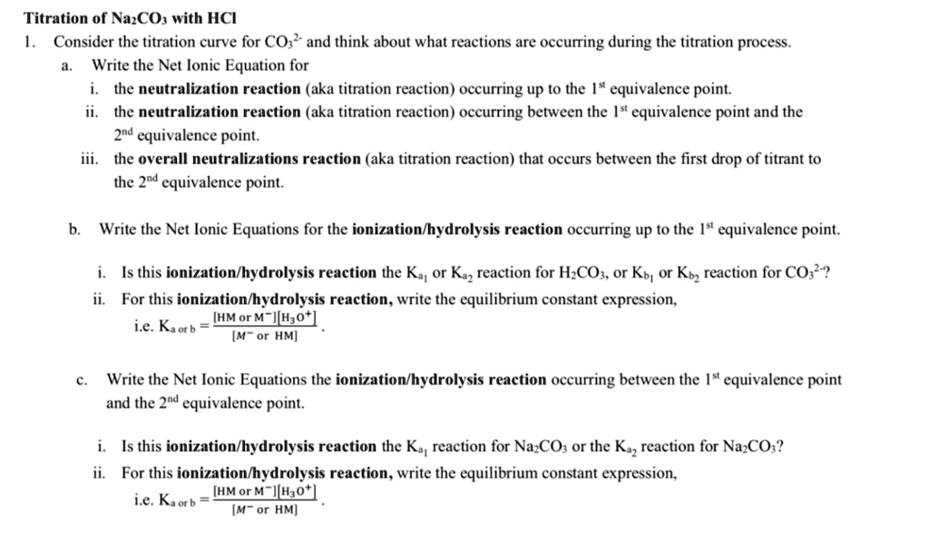 SOLVED Titration of Na COs with HCI Consider the titration curve for