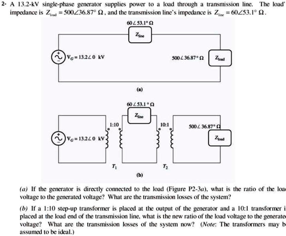 SOLVED A 13.2kV singlephase generator supplies power to a load