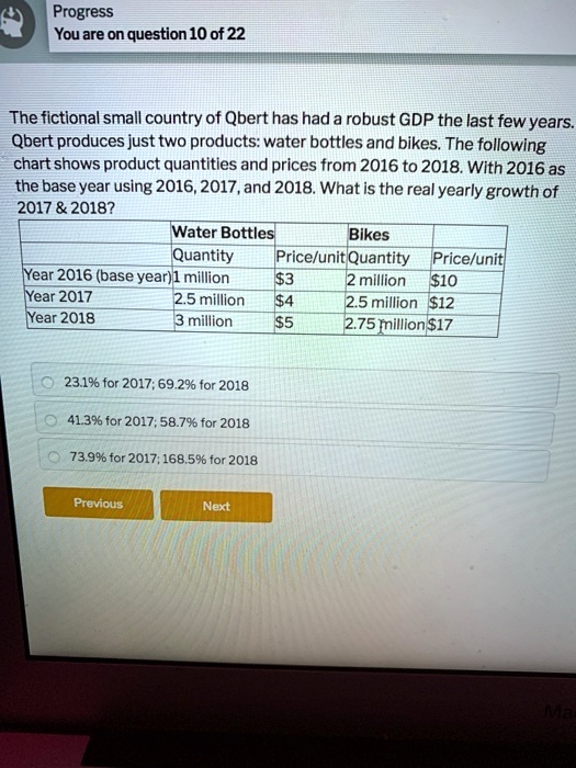 SOLVED: Progress: You are on question 10 of 22 The fictional small ...