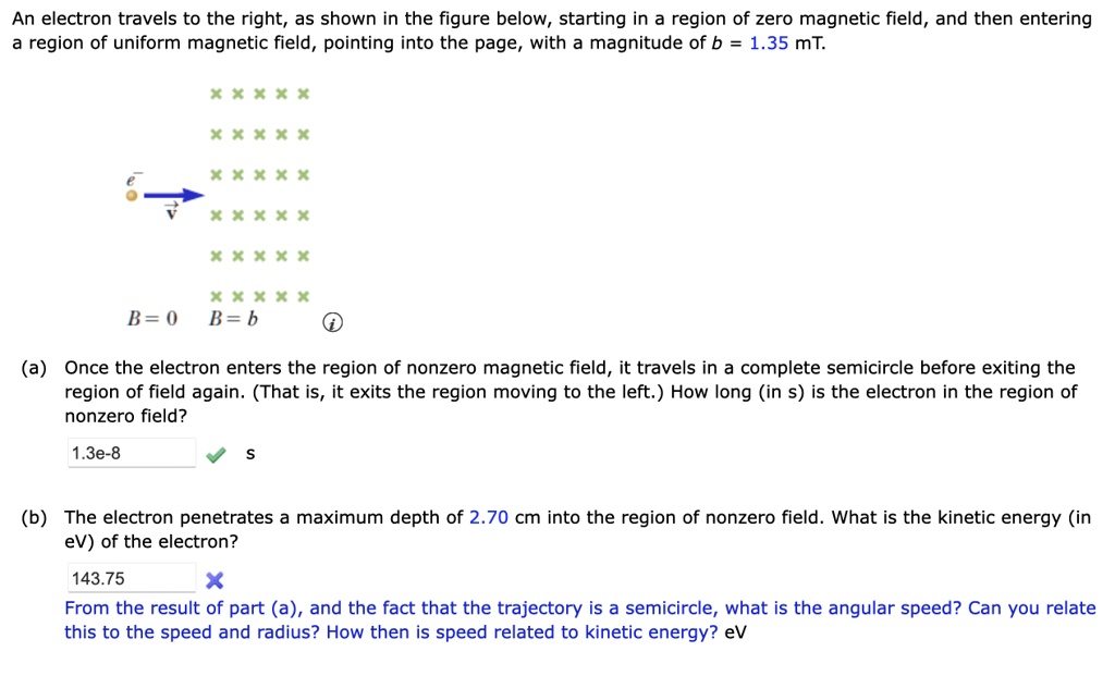 An electron travels to the right, as shown in the figure below