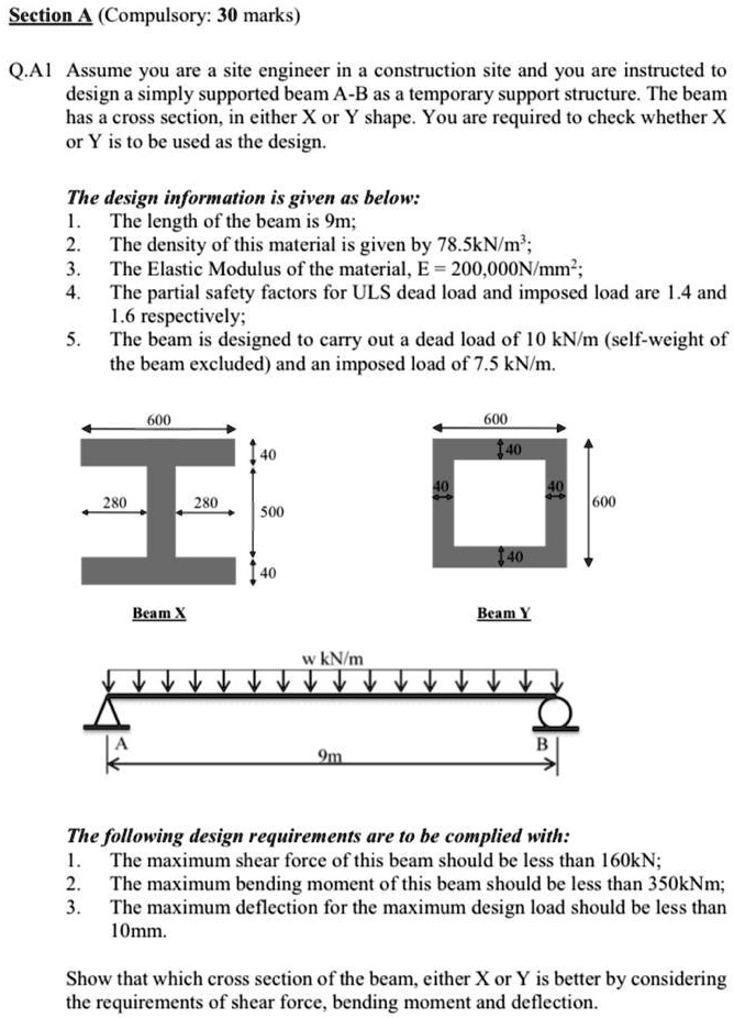 show that which cross section of the beam either xor y is better by ...