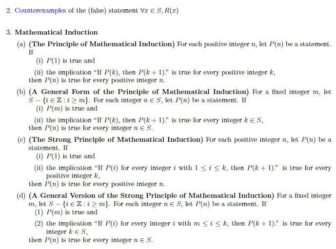 2 counterexamples of the false statement vr s rx mathematical induction ...