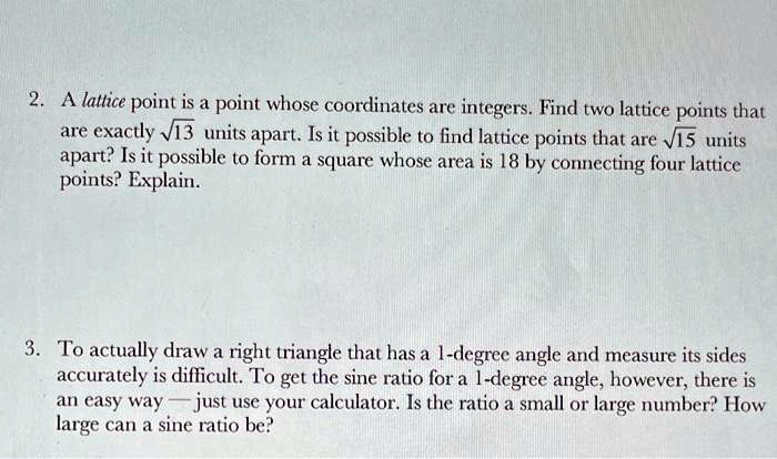 SOLVED: A lattice point is a point whose coordinates are integers. Find ...