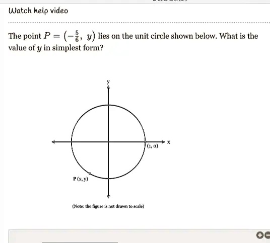 The point P = ((-5)/(6), y) lies on the unit circle shown below. What ...