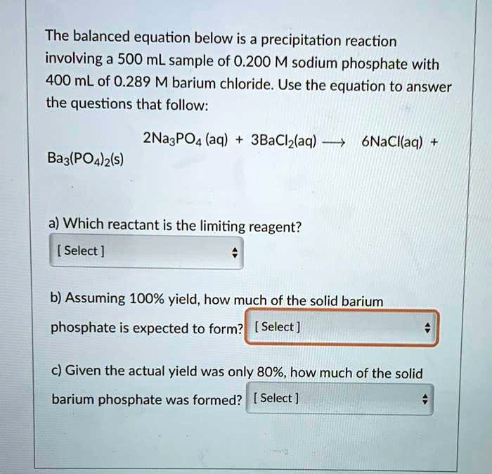 SOLVEDThe balanced equation below is a precipitation reaction