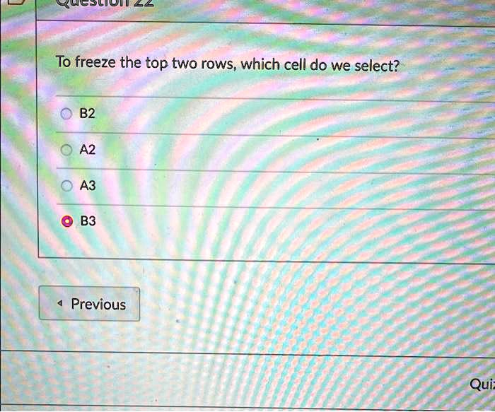 SOLVED Which is the answer to freeze the top 2 columns in Excel