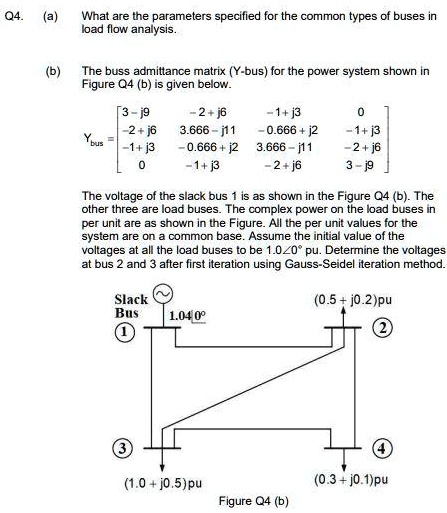 What are the parameters specified for the common types of bus load flow ...