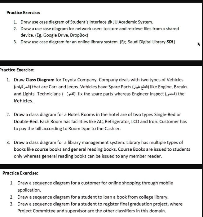 SOLVED Practice Exercise 1. Draw a use case diagram of Student's