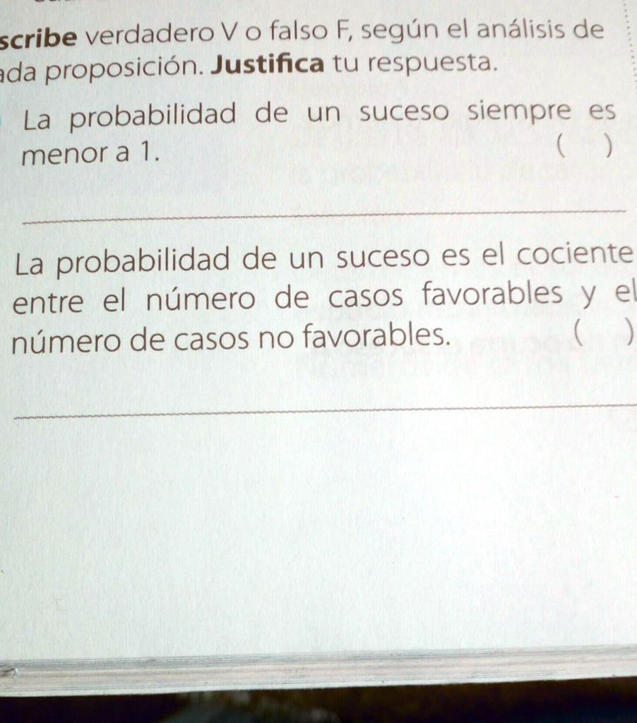 SOLVED: 2. Escribe Verdadero Vo Falso F, Según El Análisis De Cada ...