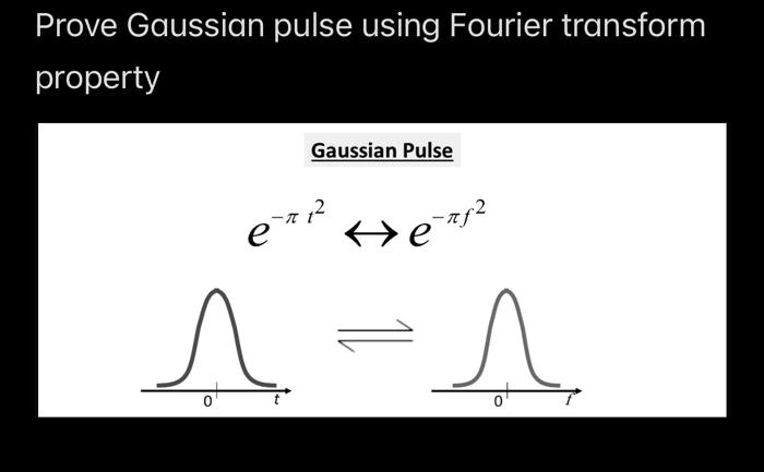 Solved Prove Gaussian Pulse Using Fourier Transform Property Gaussian Pulse