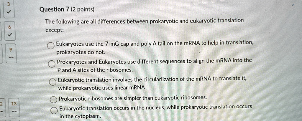 question 7 2 points the following are all differences between