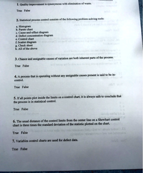 synonyous mth eliminanon oth quality improvcment truc false statistical ...