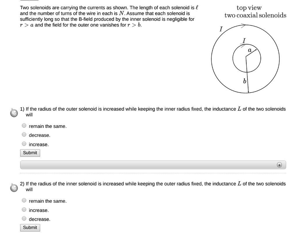 SOLVED Two solenoids are carrying the currents as shown The length of