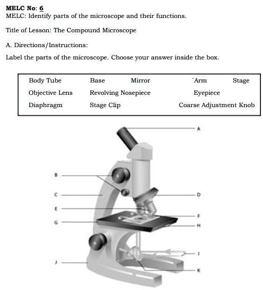 [GET ANSWER] MELC No: 6 MELC: Identify parts of the microscope and ...