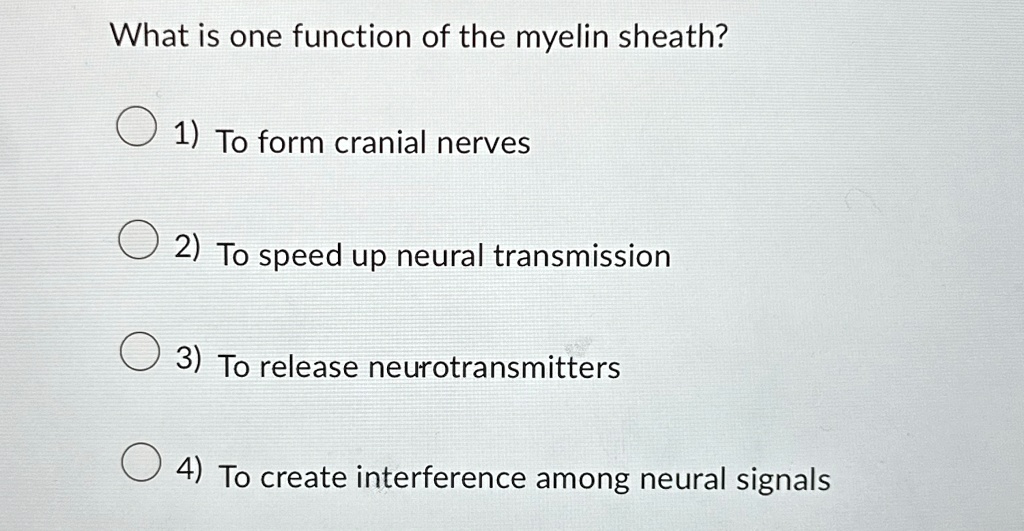 what is one function of the myelin sheath to form cranial nerves to ...