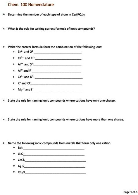 SOLVED: Chem: 100 Nomenclature Determine the number of each type of ...