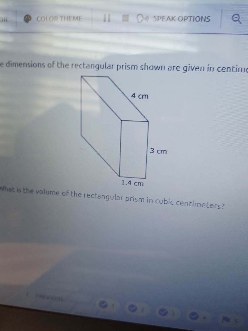 SOLVED dimensions of the rectangular prism shown are given in centime