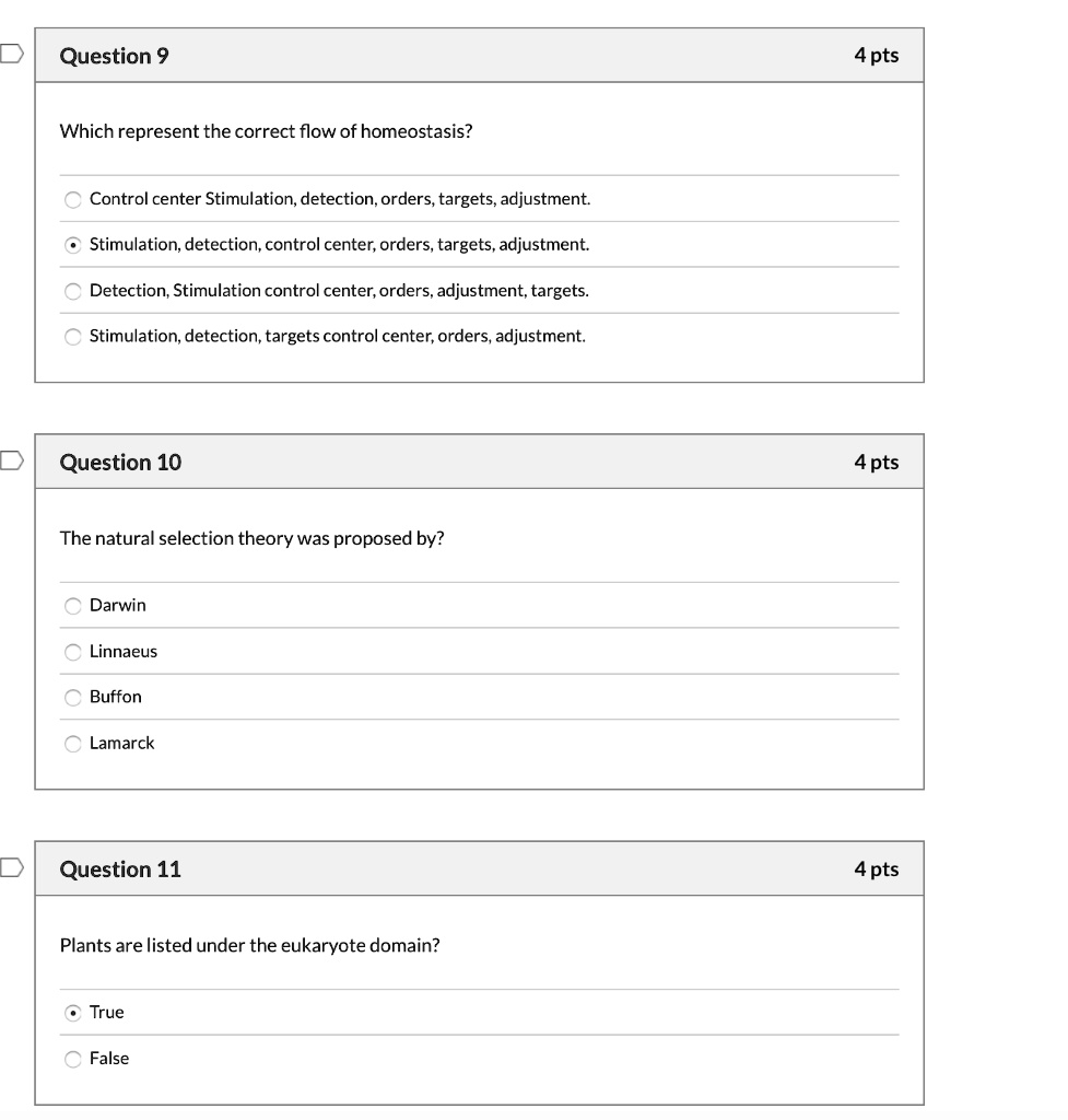 SOLVED Question 9 4pts Which Represent The Correct Flow Of Homeostasis