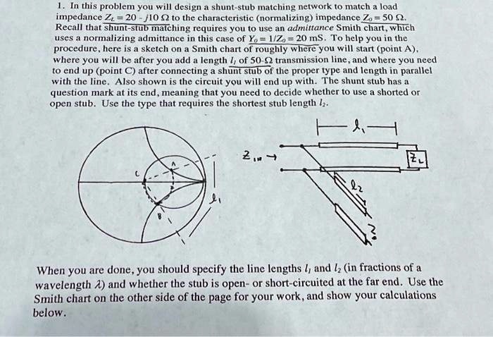1. In this problem you will design a shunt-stub matching network to ...