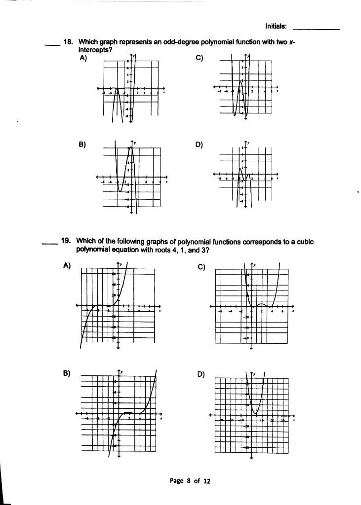 SOLVED: 18. Which graph represents an odd-degree polynomial function ...