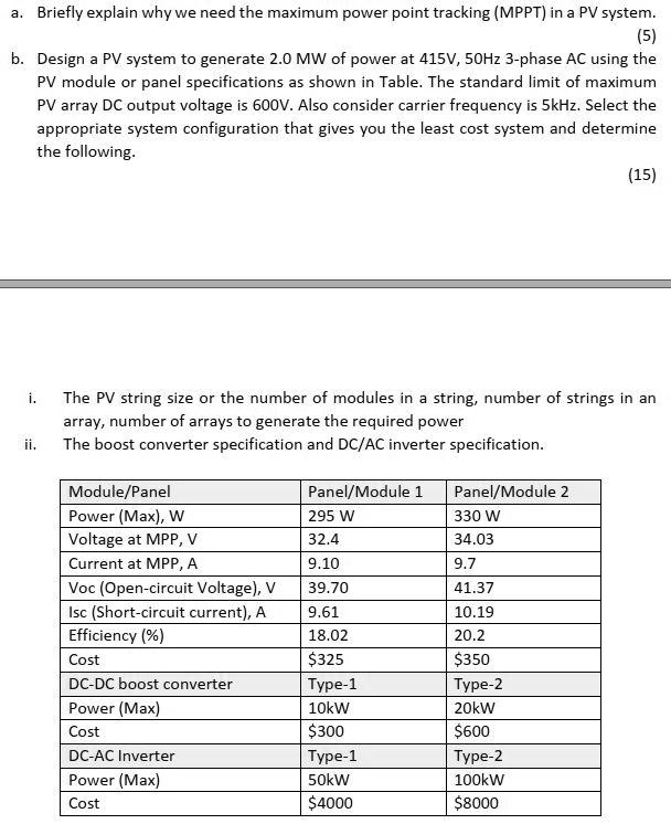SOLVED Briefly Explain Why We Need Maximum Power Point Tracking (MPPT 
